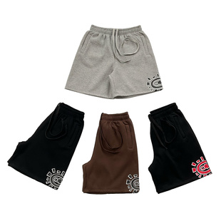 ADWYSD基础款太阳卷印花短裤美潮高街夏季运动休闲加绒抽绳五分裤