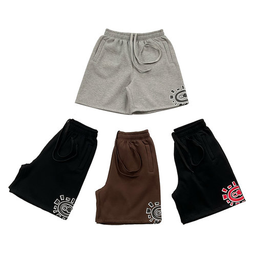 ADWYSD美潮高街夏季加绒抽绳短裤