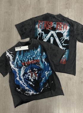 FIRST ROW VINTAGE T SHIRT美潮高街复古洗水做旧宽松纯棉短袖T恤