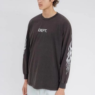 GALLERY DEPT美式高街嘻哈麒麟臂火焰印花宽松纯棉打底长袖T恤潮