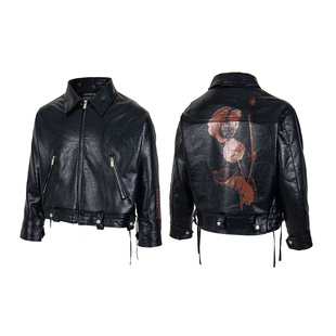 ERD忧郁的富二代美潮高街秋冬休闲宽松保暖防风PU皮衣夹克外套INS