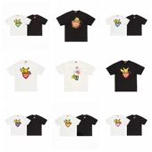 T恤 卡通印花宽松圆领竹节棉短袖 欧美日系小众潮牌夏季 男女情侣款