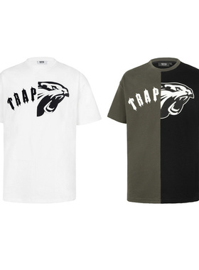 trapstar t shirts美潮高街嘻哈夏季拼接撞色毛巾绣重磅短袖T恤男