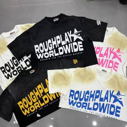 ROUGHPLAY复古泼墨字母短袖T恤潮