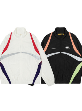corteiz tracksuit jacket美潮春秋运动休闲复古撞色梭织夹克外套
