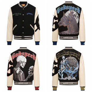 Godspeed Jacket美潮嘻哈高街秋冬撞色拼接夹棉棒球服夹克外套男