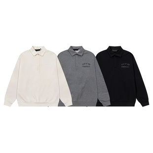 FOG潮牌ESSENTIALS高街秋冬加绒字母印花宽松加绒翻领套头卫衣男