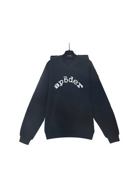 2025新款sp5der美式高街潮牌满钻设计时尚休闲宽松重磅连帽卫衣男