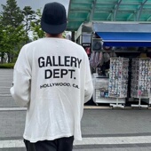 长袖 GALLERY DEPT美潮高街字母印花宽松华夫格纯棉圆领打底衫 T恤
