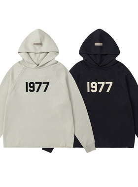 FOG复线潮牌ESSENTIALS美潮高街秋冬1977字母刺绣连帽针织衫毛衣