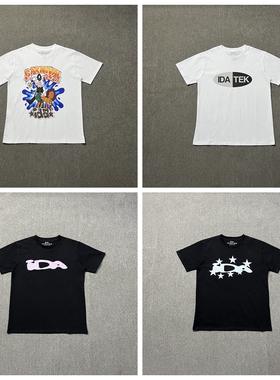 IDA T SHIRT美式高街风潮牌夏季男女同款宽松纯棉圆领印花短袖T恤
