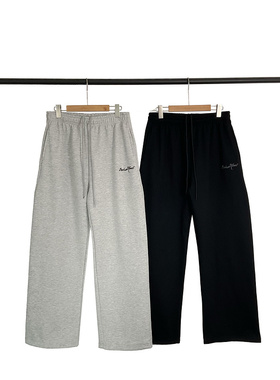 broken planet美式高街潮牌字母徽章刺绣宽松加绒直筒休闲长裤fog