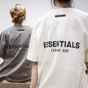 FOG复线潮牌ESSENTIALS美式高街夏季字母印花宽松纯棉情侣短袖T恤
