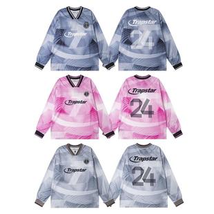 trapstar长袖T恤美式高街嘻哈潮牌logo刺绣宽松V领纯棉打底衫上衣