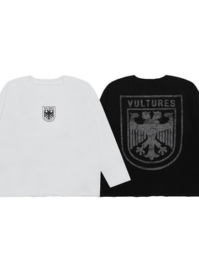 Kanye侃爷同款Vultures联名一体剪裁Oversize秃鹫印花纯棉长袖T恤