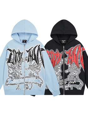 实拍MIXED EMOTION美潮复古做旧街头宽松重磅纯棉开衫连帽卫衣FOG