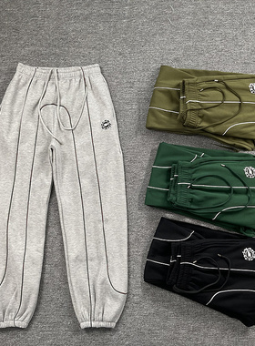 broken planet美式高街潮牌秋冬运动休闲百搭加绒束脚抽绳长裤男