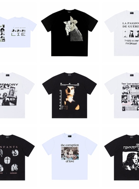 欧美小众潮牌ERD忧郁的富二代男女同款夏季高街风宽松纯棉短袖T恤