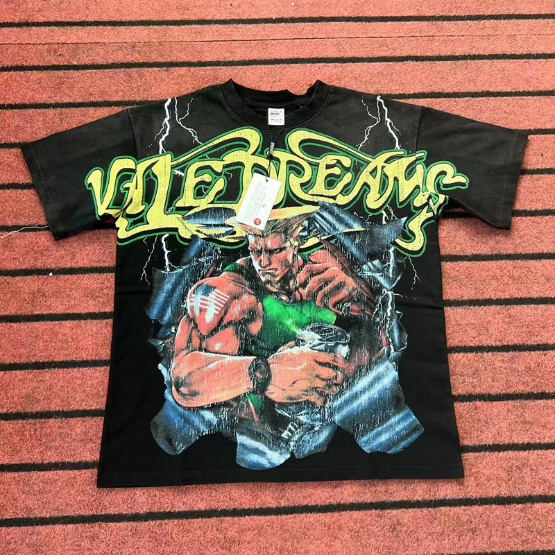 thumbnail for VALE VALLEY T SHIRT HIP HOP Meichao retro high street heavy cotton loose short-sleeved T-shirt summer