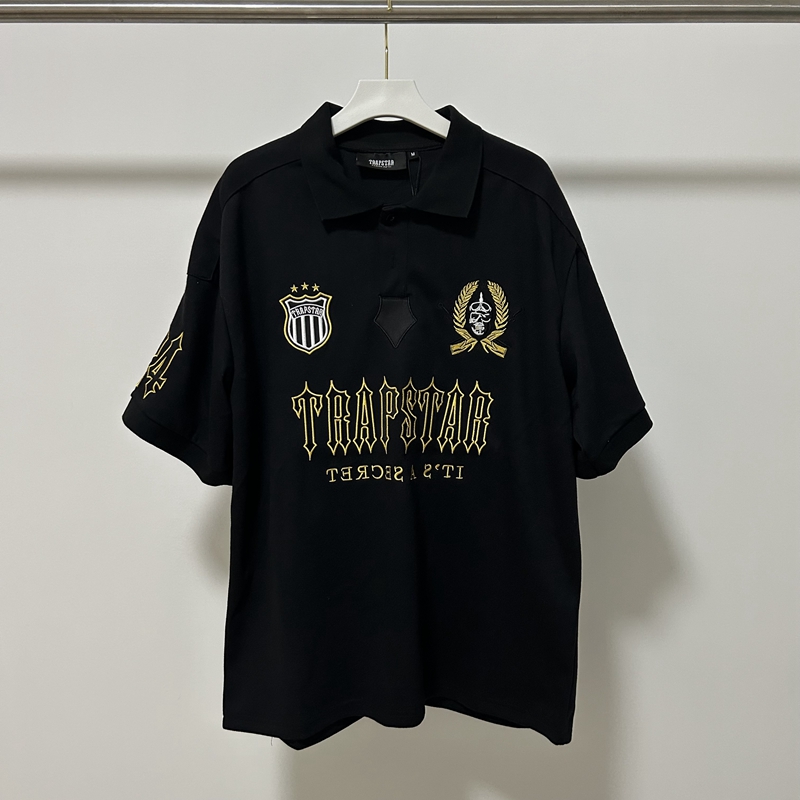 Trapstar字母徽章刺绣短袖Polo衫