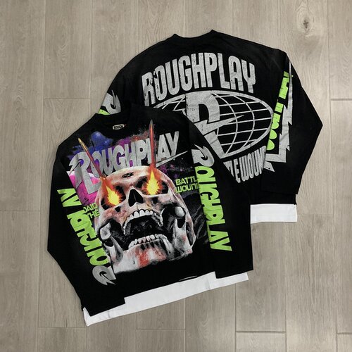 RoughPlay骷髅印花纯棉长袖T恤潮