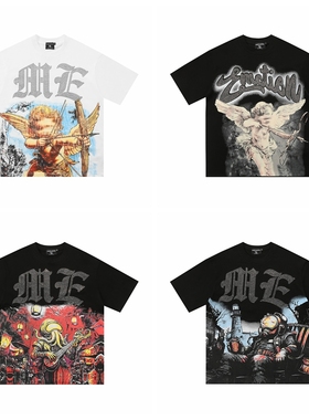 MIXED EMOTION T SHIRT HIP HOP美潮高街嘻哈烫钻宽松纯棉短袖T恤