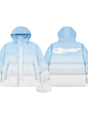 Trapstar美潮明星同款冬季男女时尚休闲渐变保暖加厚连帽羽绒棉服