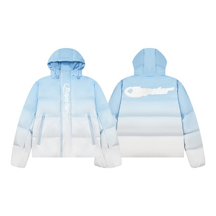 Trapstar美潮明星同款冬季男女时尚休闲渐变保暖加厚连帽羽绒棉服