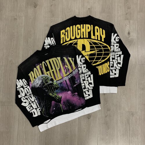 RoughPlay美潮嘻哈假两件长袖T恤