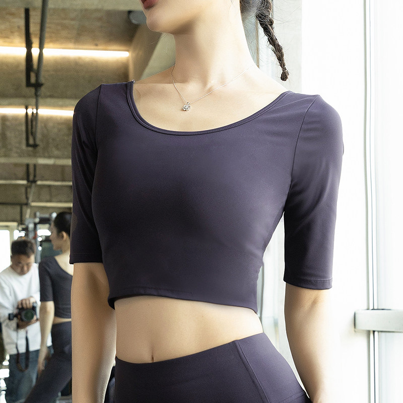 瑜伽服短袖中袖普拉提上衣健身服图片