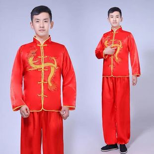 男装舞龙舞狮锣鼓服秧歌服武术龙舟敲锣打鼓武术练功舞台表演服装