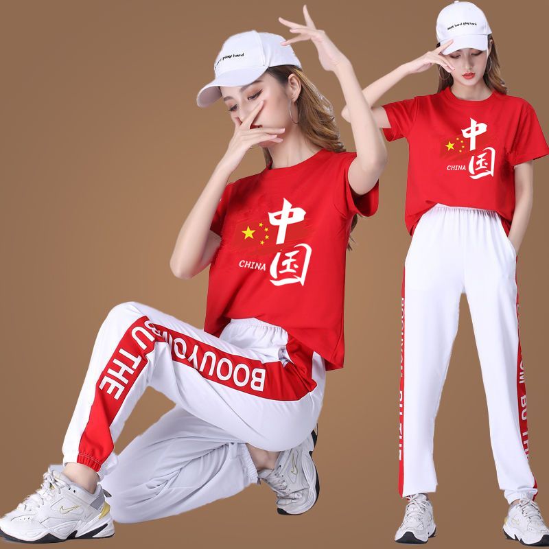 夏季运动套装宽松短袖t恤