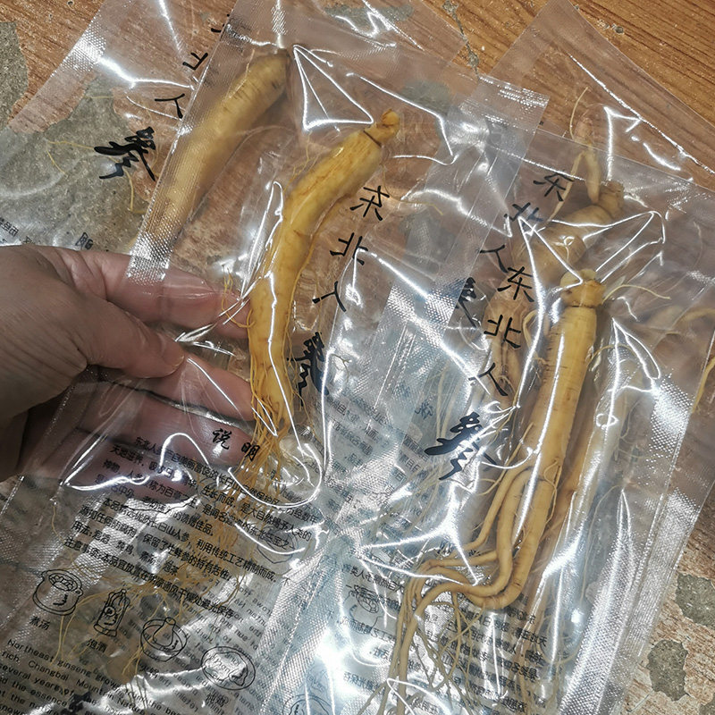 鲜人参35克毛重长白山整支鲜参白参煲汤泡酒餐饮滋补独立袋装保鲜