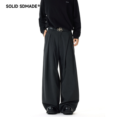 美式立体褶皱阔腿休闲裤男女秋季