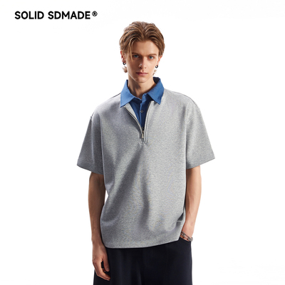 美式复古撞色翻领POLO衫短袖T恤