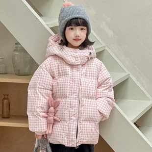 正品女童羽绒服加厚新款儿童中大童韩版洋气方格子童装公主风外套