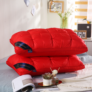 大红色婚庆枕芯结婚一对装枕头婚嫁喜庆情侣新婚陪嫁羽丝绒枕头芯