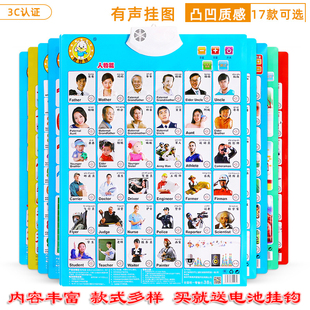 宝宝学叫爸爸妈妈有声挂图玩具幼儿学说话早教启蒙看图认字墙贴画