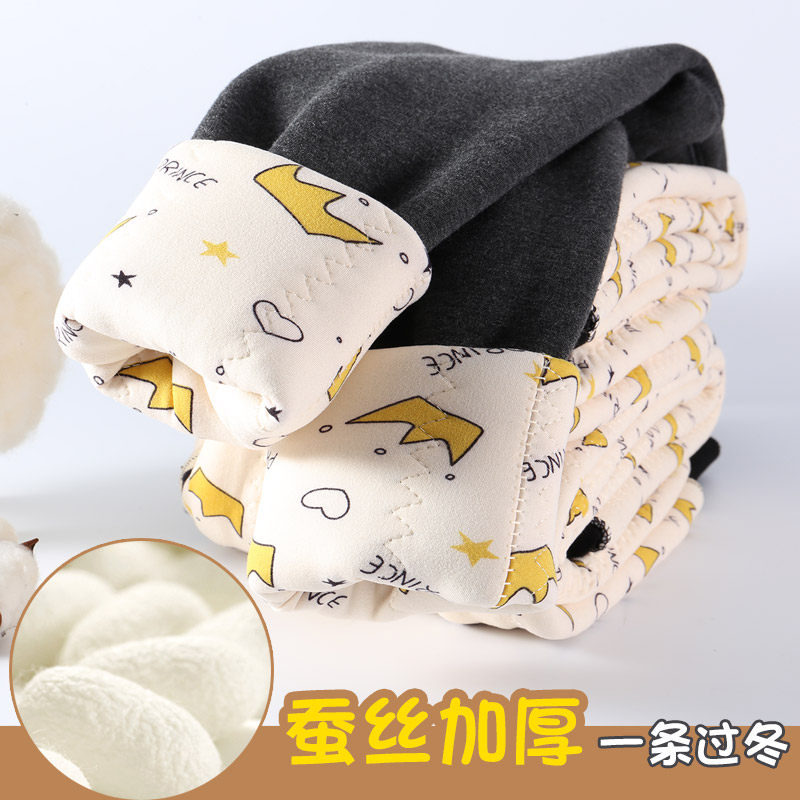女童加绒打底裤外穿冬季儿童蚕丝加厚棉裤北方中大童羊羔绒保暖裤