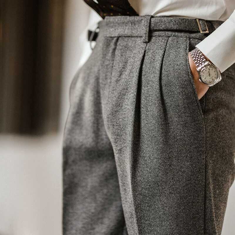 羊毛秋冬厚款长裤西裤修身秋冬