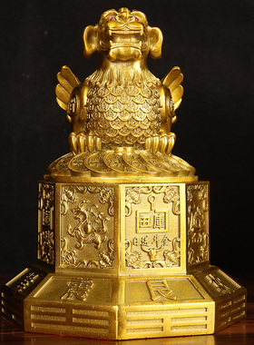 开盖铜财库摆件 铜貔貅摆件 铜财库貔貅摆件