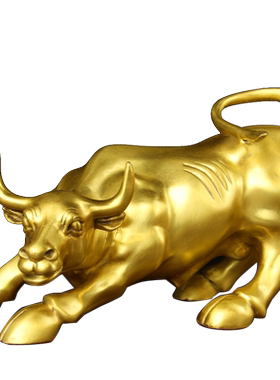 加重版铜华尔街牛摆件送底座 铜开拓进取牛摆件