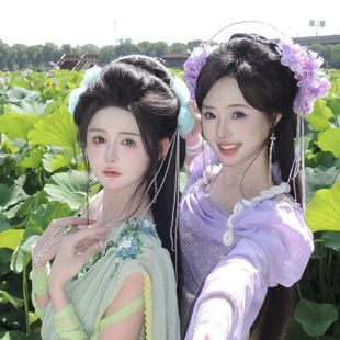 欢天喜地七仙女发箍头饰花朵流苏发夹森系发饰婚纱盘发高级感复古
