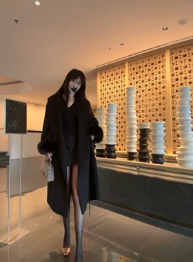 Sin boutique气场之王羊绒大衣女23秋冬新款狐狸毛双面中长款外套