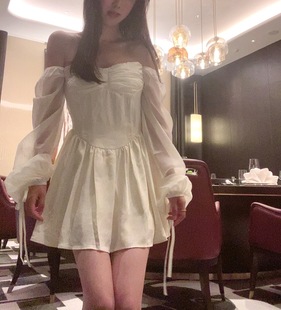 连衣裙夏新款 致我所爱白色泡泡袖 小众设计感公主裙 boutique Sin