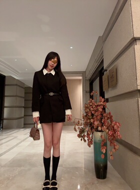 Sin boutique Highline【日落大道】毛呢翻领外套女新款收腰大衣