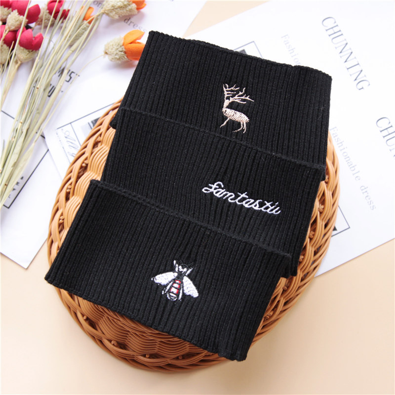 cn2082纯凝卡通字母刺绣假领子女针织围脖锁骨链围巾护颈椎脖套潮