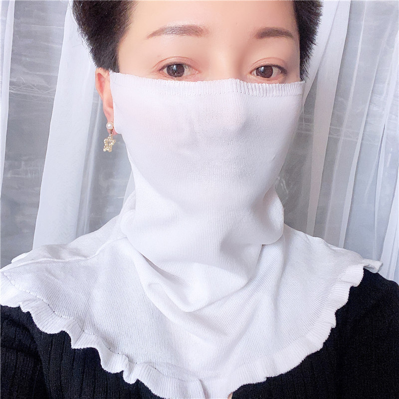 CN2044纯凝挂耳口面罩防晒防尘保暖罩假领子女针织高领套头围脖