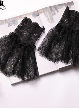 XK00114纯凝秋冬LOLITA蕾丝花边百褶荷叶边白色睫毛假袖口假袖子