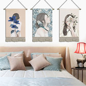 美女简约挂画布艺花卉挂布客厅背景墙面挂毯网红宿舍改造布画壁画
